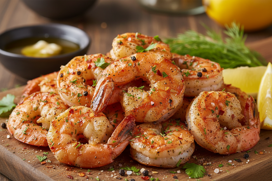 coked well seasoned shrimp