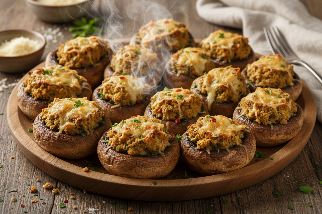 stuffed mushrooms cooked