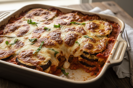 tray of Eggplant Parmigiana